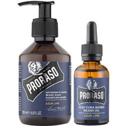 Dəst Kişilər Üçün Proraso Saqqal Baxımı Yağ Və Şampun Azur Laym