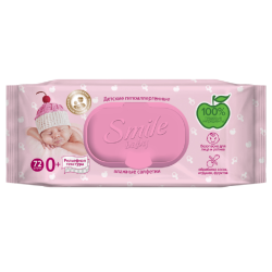 Детские влажные салфетки Smile Baby для малышей 72 шт