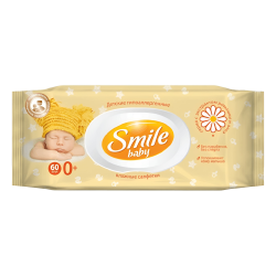 Детские влажные салфетки Smile Baby Ромашка и Алоэ 60 шт